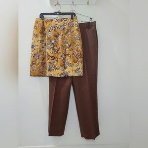 Emma James Brown Trouser & Worthington Fall Foilage Skirt Bundle Sz 16